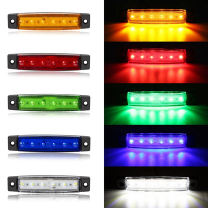 LED Side Marker Lights 20pcs 12V – 3.8" 6-LED Front Rear Indicator Lamps for Truck Trailer Lorry Bus Car | 10 Red & 10 Amber | High