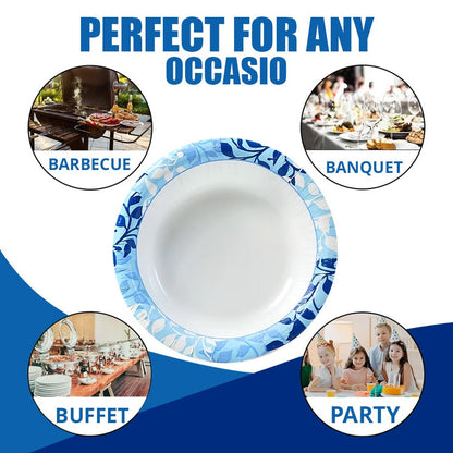 Botanical Leaf Paper Plates 10 Inch Disposable Soak-Proof Cut-Resistant for Parties Events Daily Use