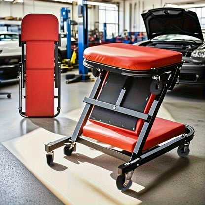 Mechanic Creeper Seat 3-in-1 Heavy Duty 36" – Folding Crawler with Adjustable Z-Seat, 6 Lockable Casters, 350–650 lb Capacity for Auto