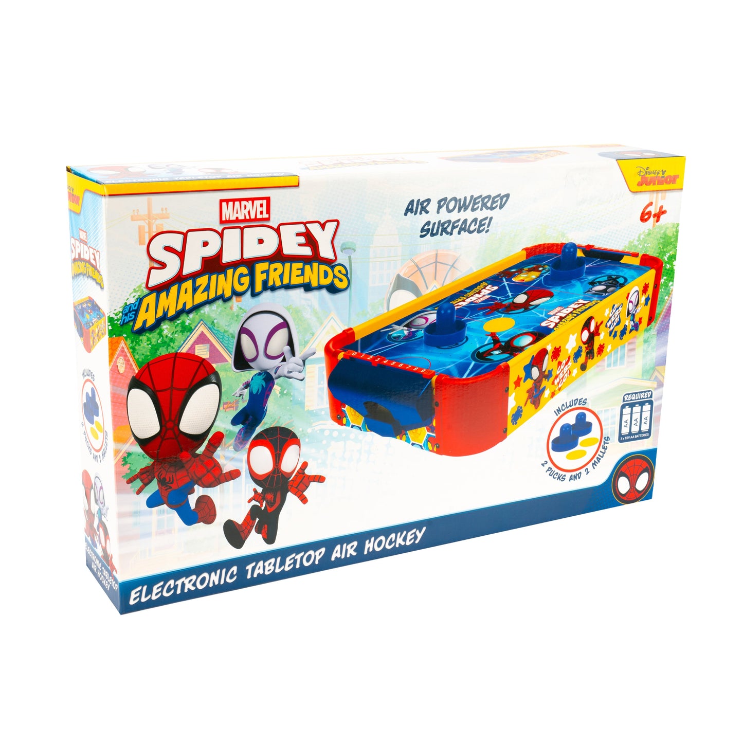 Kids Tabletop Air Hockey Table Marvel Spidey and His Amazing Friends - Officially Licensed Wood Surface