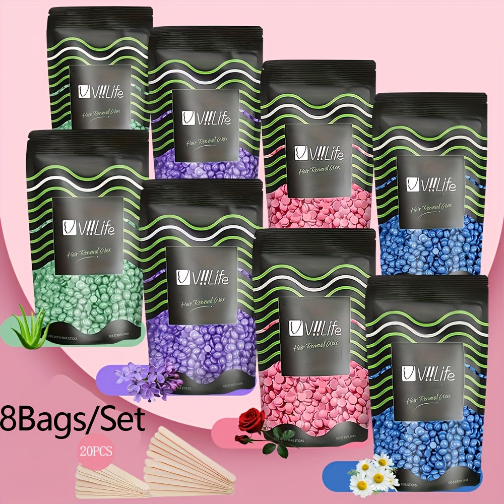 No Strip Hard Wax Beans for Brazilian Bikini Face Eyebrow Legs Underarms Full Body Hair Removal Home Waxing Kit for Women Men 50g per Bag 4