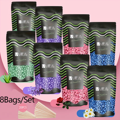 No Strip Hard Wax Beans for Brazilian Bikini Face Eyebrow Legs Underarms Full Body Hair Removal Home Waxing Kit for Women Men 50g per Bag 4