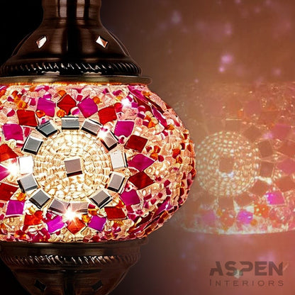 DIY Mosaic Lamp Kit Handmade Glass Table Lamp, Colorful Stained Glass Bedside Night Light with Antique Bronze Base
