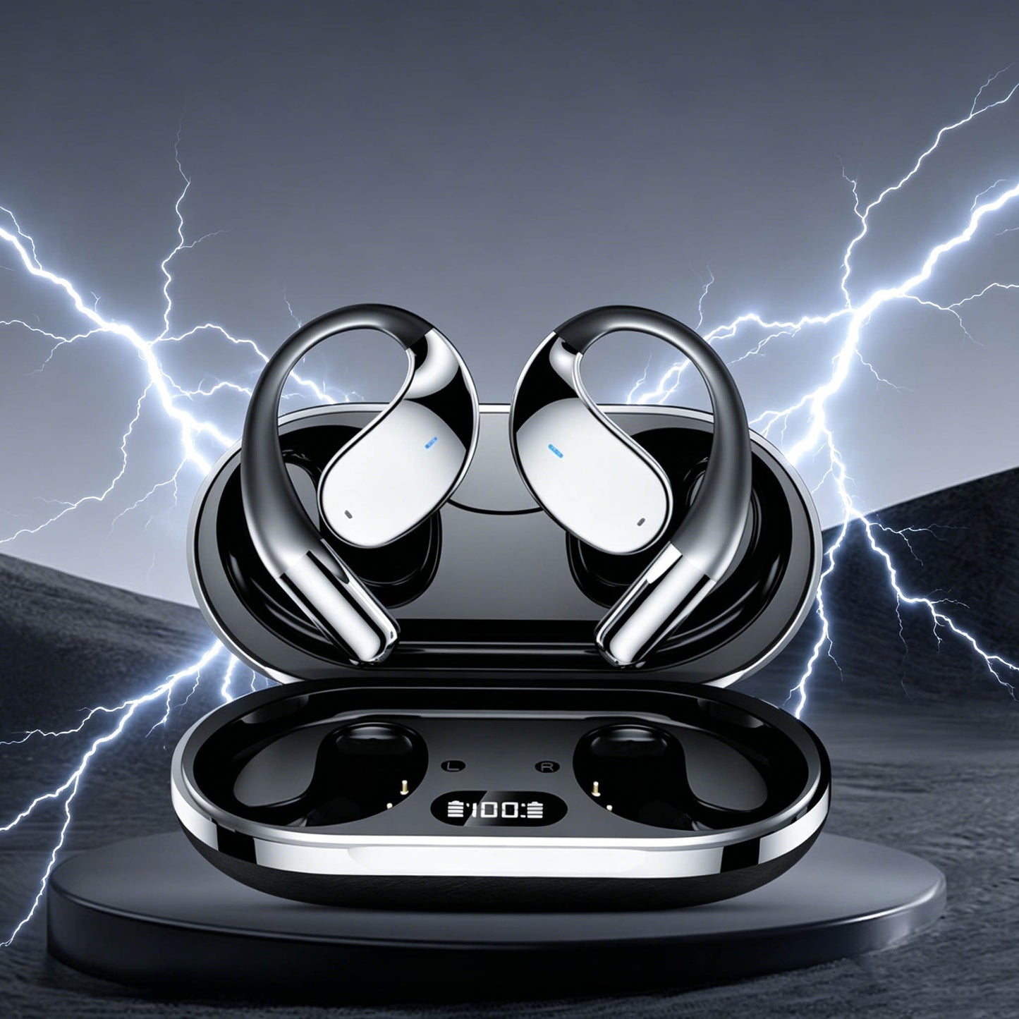 Bone Conduction Headphones Bluetooth 5.4 Open Ear Sport Earbuds 80H Battery LED Display Stereo for an Everyday Personal Care Routine