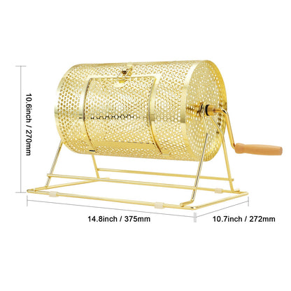 Raffle Drum Spinning Cage 12 Inch – Brass Plated Metal Lottery Ticket Drum with Wooden Handle, Holds 2500 Tickets or 100 Ping Pong Balls