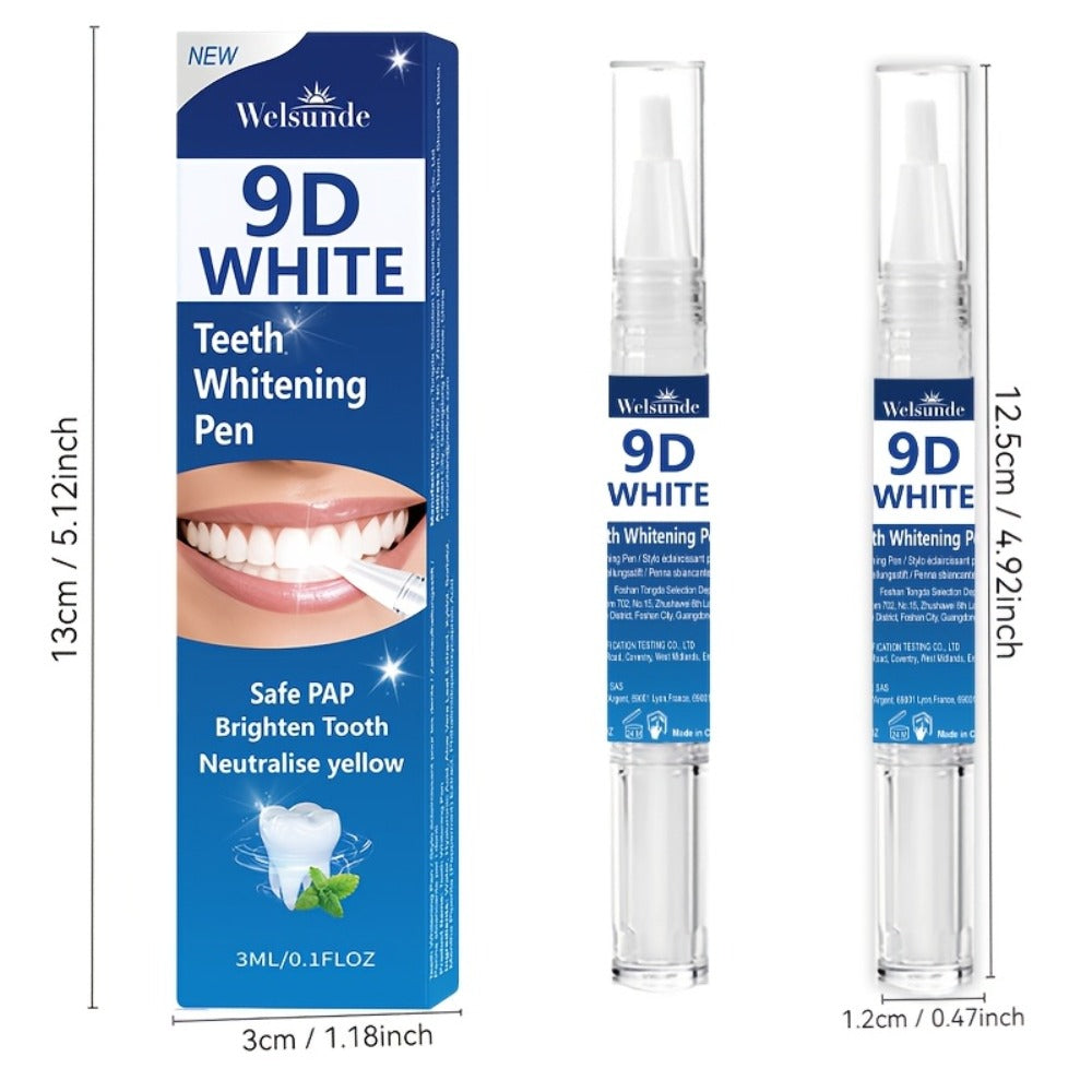 Teeth Whitening Pen 2pcs 9D Powerful Whitening Neutralize Yellow Stains Brighten Teeth Gum Care for an Everyday Personal Care Routine
