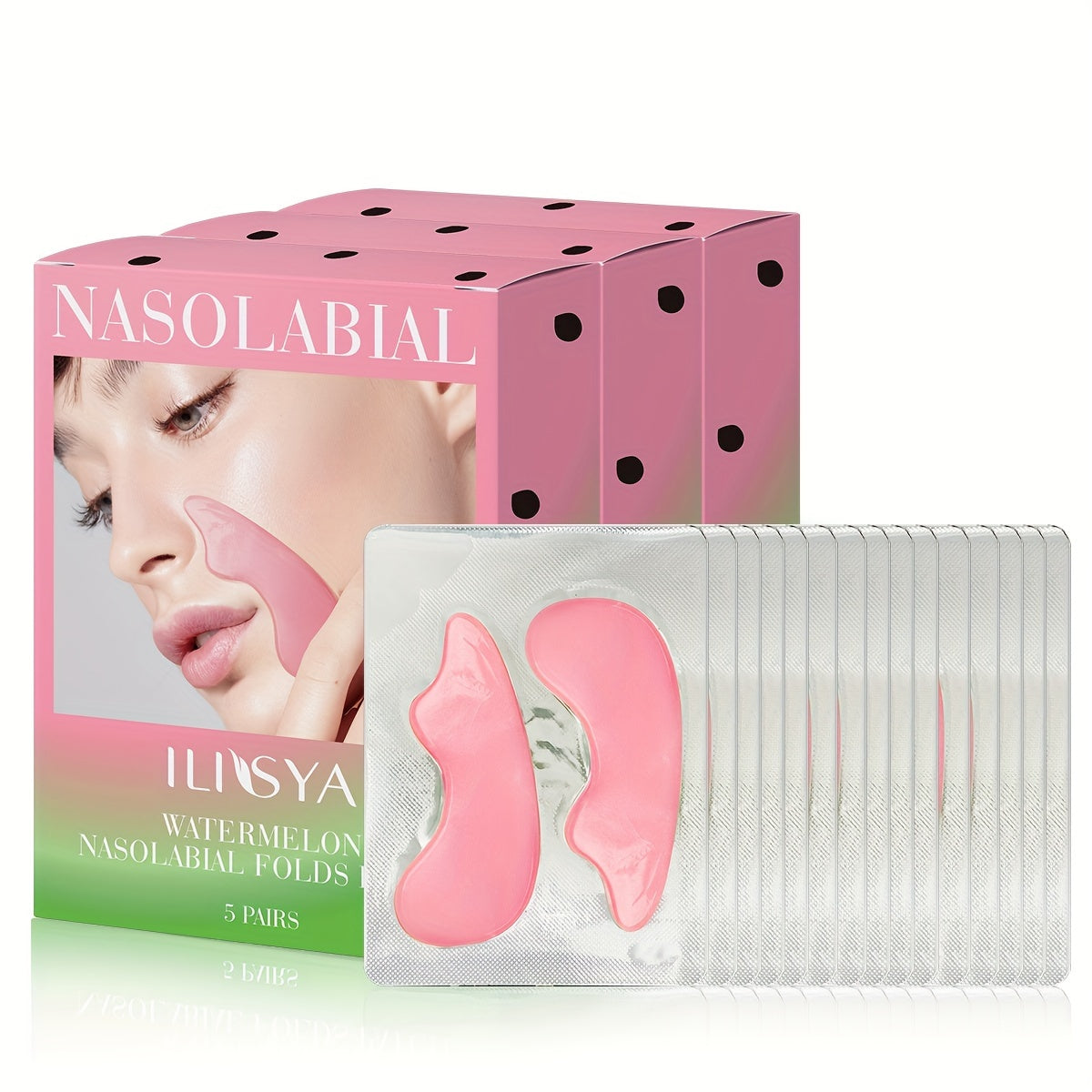 Nasolabial Fold Patches with Watermelon Collagen & Niacinamide, Caffeine Smile Lines Face Patches for Deep &