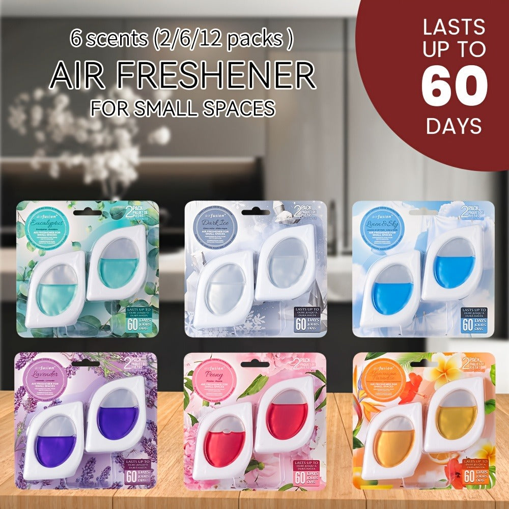 Air Freshener Odor Eliminator for Home Closet Bathroom Pets Small Space 0.25oz Up to 30 Days 6 Scents Eucalyptus Lavender Hawaiian Peach