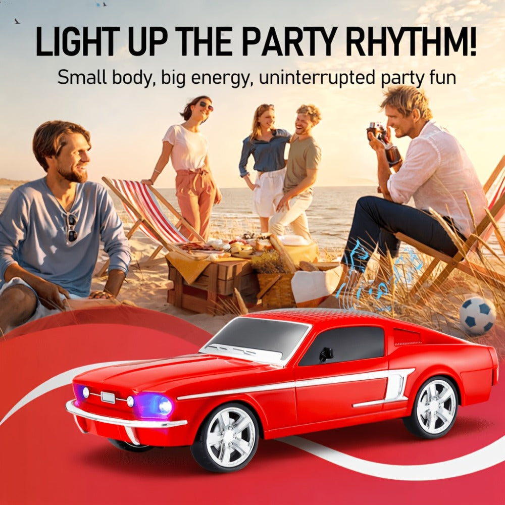 Retro Classic Car Model Bluetooth Speaker with Deep Bass, Colorful LED Lights, FM Radio, USB TF AUX Inputs