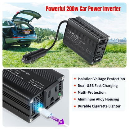 Car Power Inverter 500W 12V to 110V AC Outlet Converter with QC3.0 USB Port for Vehicle Boat Truck RV Portable Auto Power Adapter 200W Rated