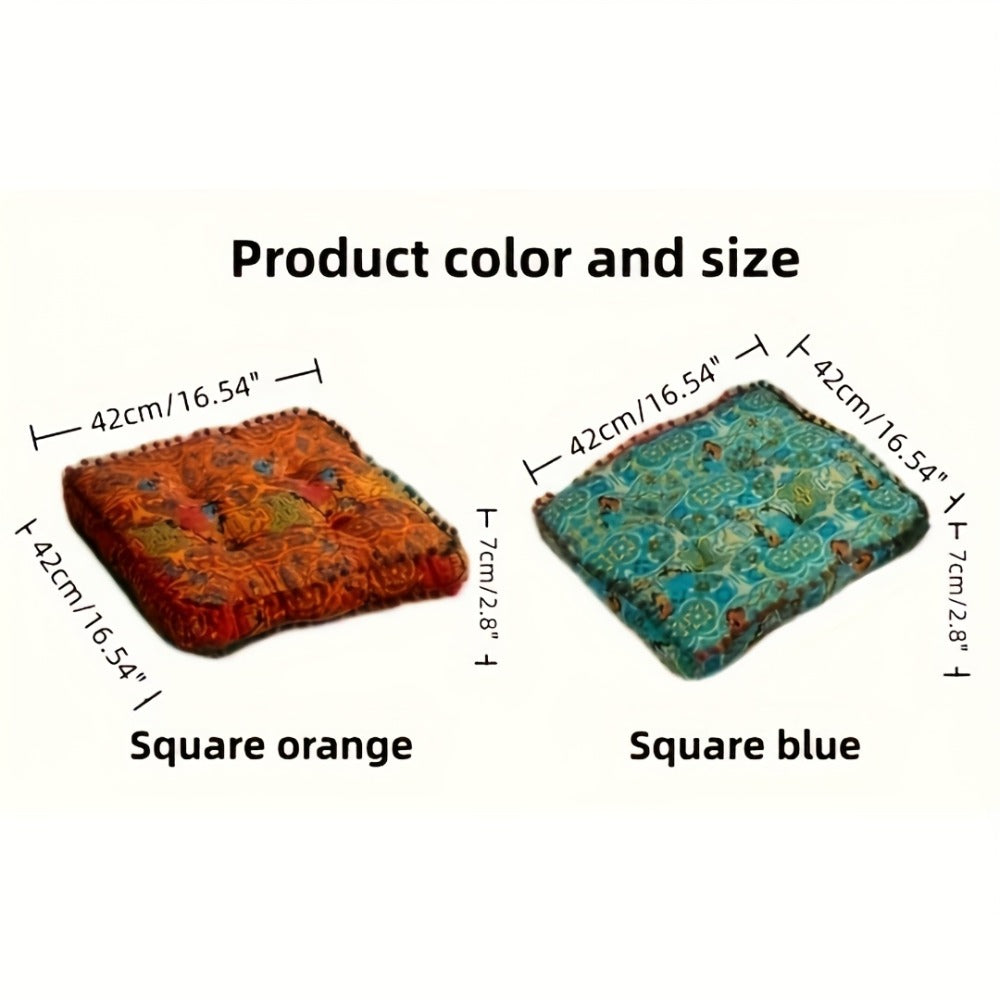 Meditation Floor Cushion Thick Soft Bohemian Moroccan Design Linen Cover Round Pad for Living Room Bedroom Office Yoga Mindfulness Boho Home