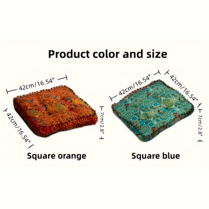 Meditation Floor Cushion Thick Soft Bohemian Moroccan Design Linen Cover Round Pad for Living Room Bedroom Office Yoga Mindfulness Boho Home