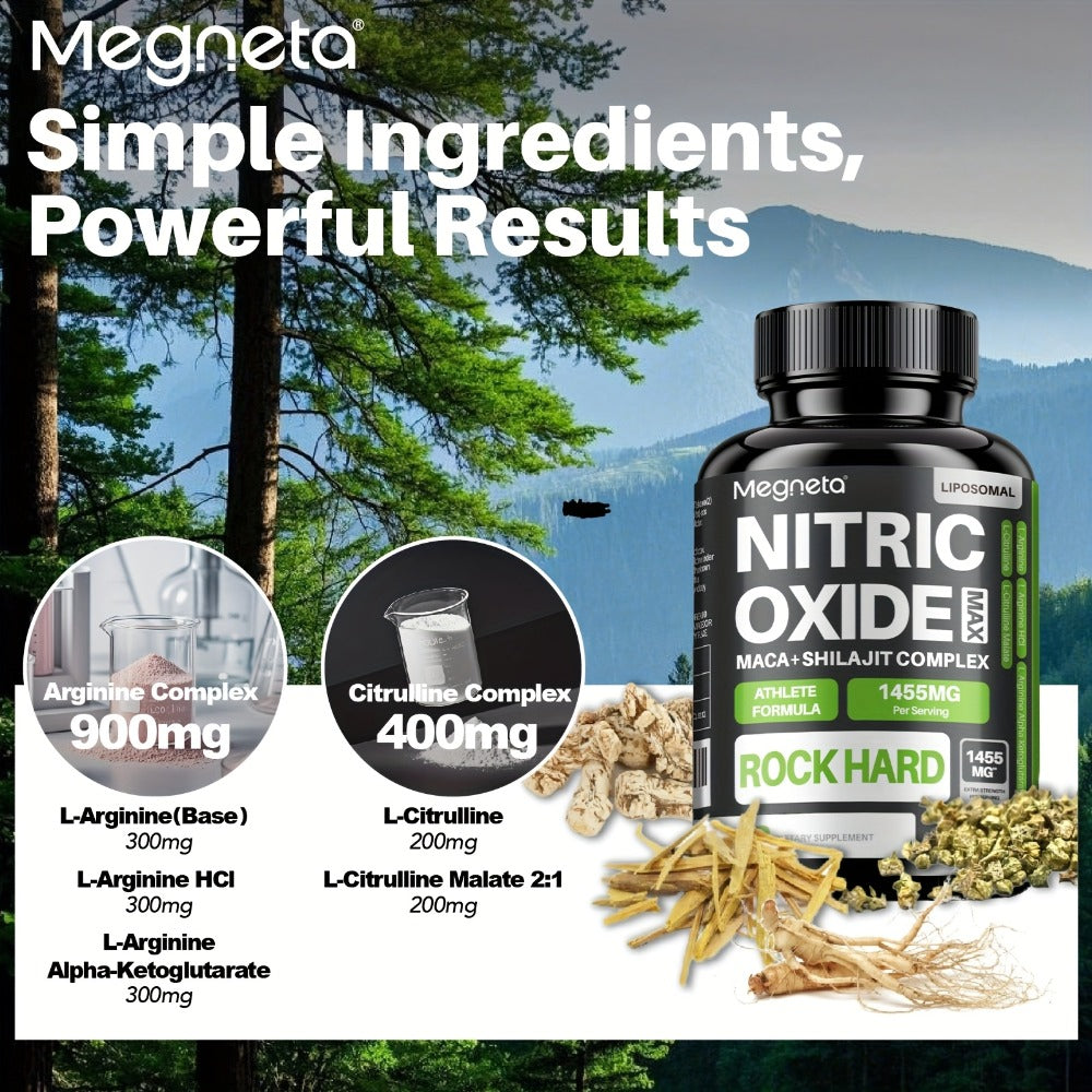 L-Arginine & L-Citrulline Nitric Oxide Supplement for Men - Boosts Blood Flow, Pump, Energy