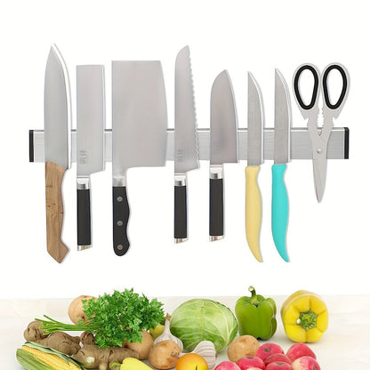 Magnetic Knife Holder Wall Mounted, Stainless Steel Punch-Free Knife Strip Rack for Kitchen, Holds Chef Knife Santoku Bread Knife