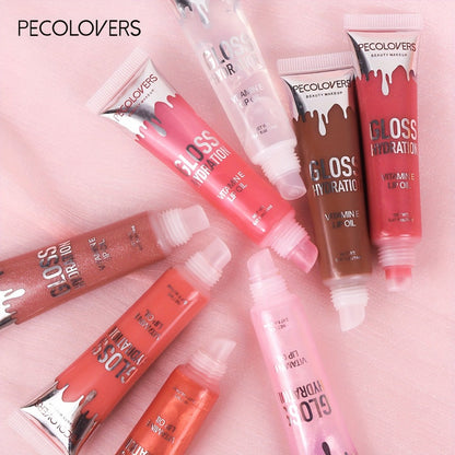 Pearlescent Glitter Lip Gloss Set 8 Pieces with Lip Oil Formula, for Makeup, Travel and Everyday Vanity Use