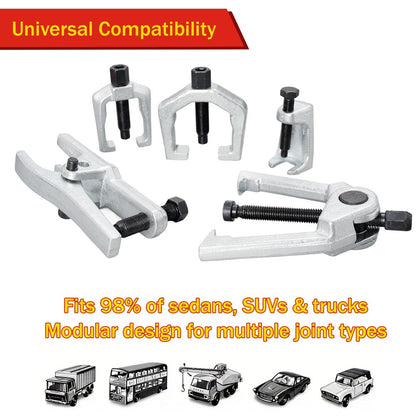 Five-Piece Ball Joint Separator and Puller Tool Set with Red Carry Case and Five Distinct Tool Profiles
