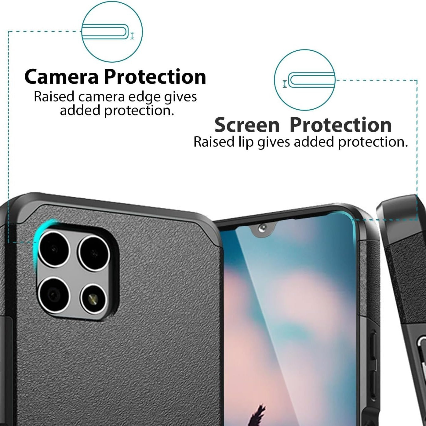 Phone Case Dual-Layer PC and TPU Cover for T-Mobile Revvl 7 5G in Red, Purple, Pink, Black, Gray or Blue
