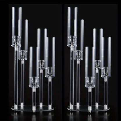 Acrylic Candelabra Candle Holder, Clear Crystal 5-Arm & 6-Arm Taper Candlestick Holders for Wedding Centerpiece