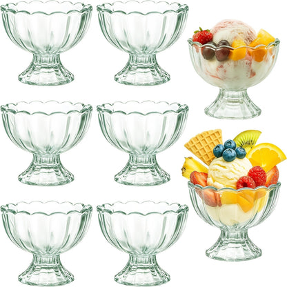 Tulip Shaped Dessert Bowls Set of 12 – 5 Oz Glass Cups for Ice Cream, Sundaes, Fruit & Salads – Dishwasher Safe Snack & Cocktail Bowls