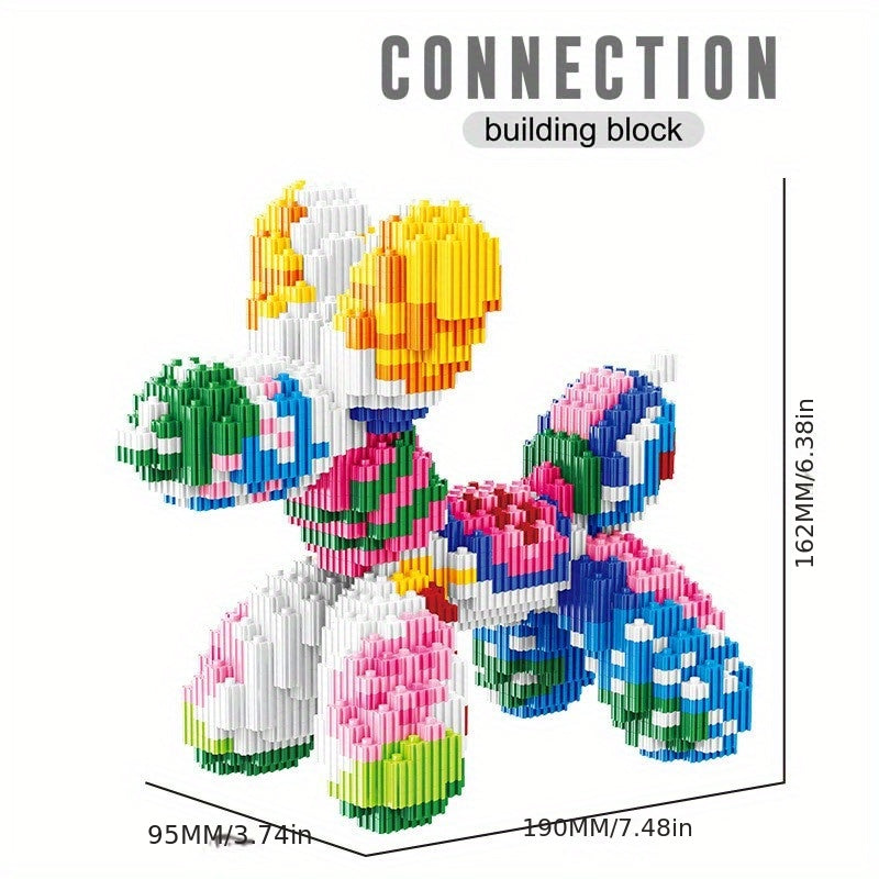 Balloon Dog Building Blocks Set – Colorful Interlocking Brick Sculpture Pop Art Home Decor Display Model for Adults Teens Art Lovers