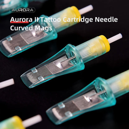 Tattoo Cartridge Needles with Aurora II Label, 10-Pack Curved Magnum Choices from 1229CM to 1249CM