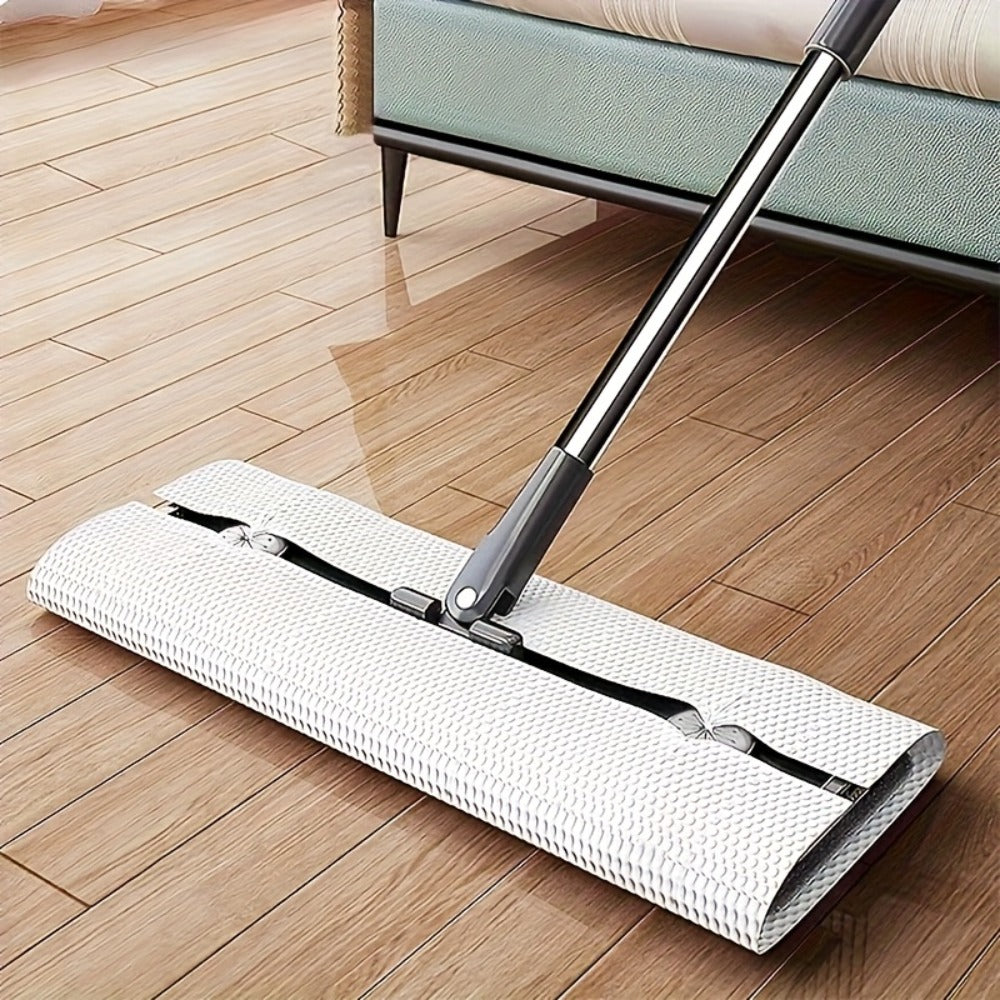 Flat Floor Mop and Bucket Set with Self-Cleaning System – Manual Squeeze Mop for Home, Office, Living Room, Bathroom & Kitchen – ABS