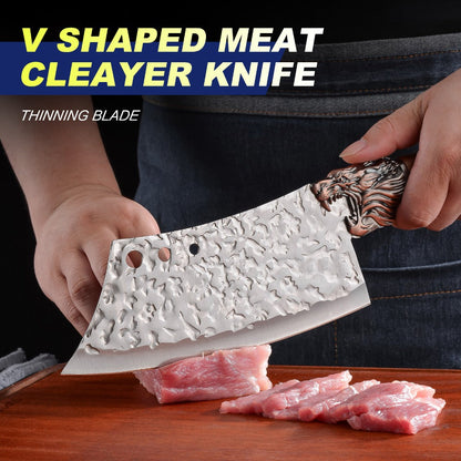 Kitchen Knife Set Professional Forged Chef Knife Set Full Tang Blades with Poultry Shears for Home Cooking, Dining and Outdoor Meals