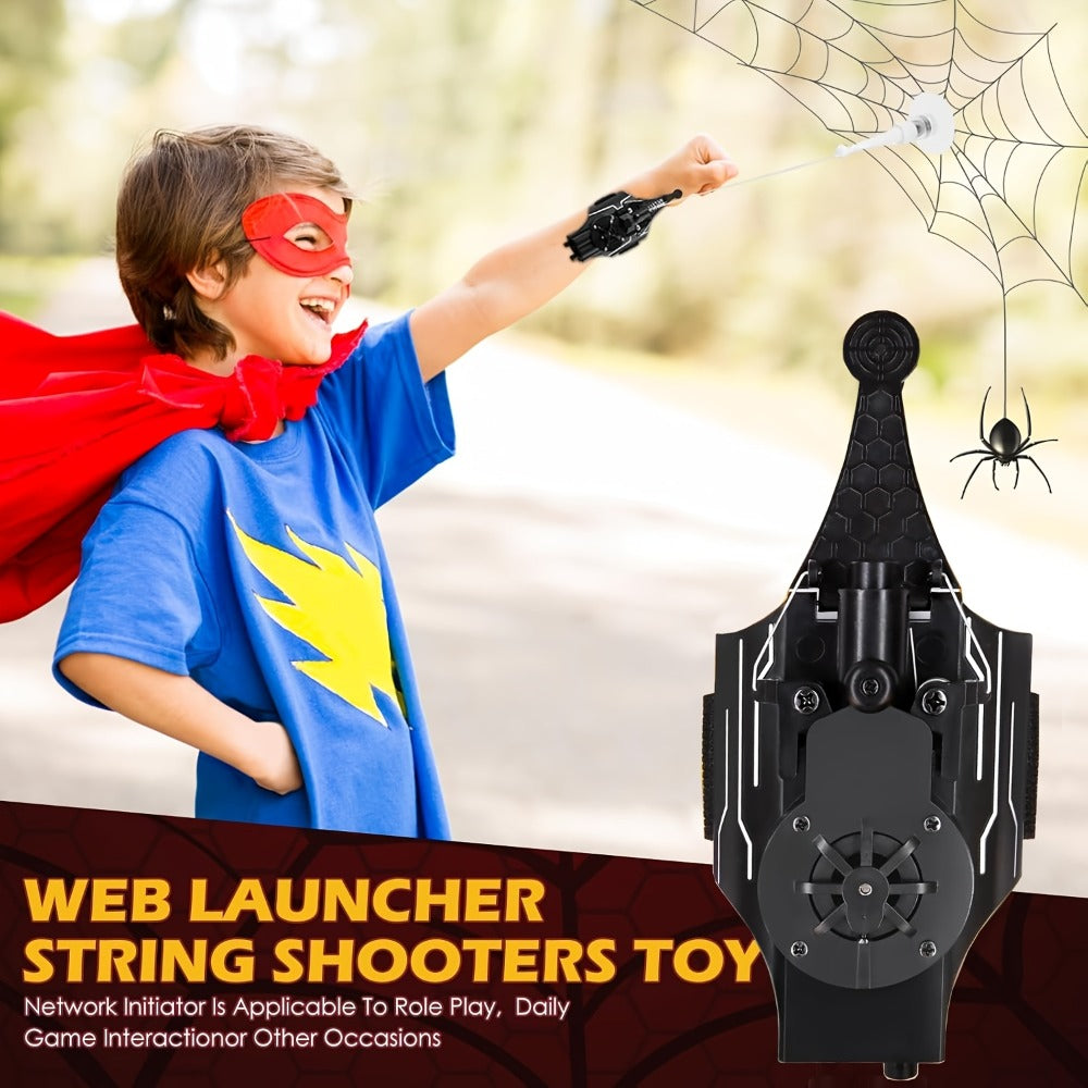 Spider Web Shooter Wrist Toy for Kids - 8ft Realistic Web Launcher with Suction Cup, String Gloves & Launcher