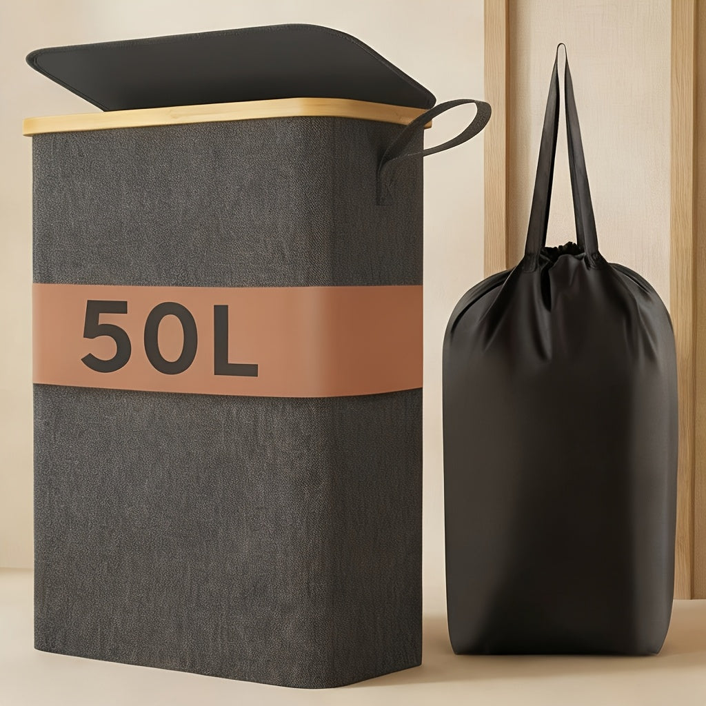 Slim Lidded Laundry Hamper with Removable Bag in Six Colors and 50L, 65L or 75L Options Pictured