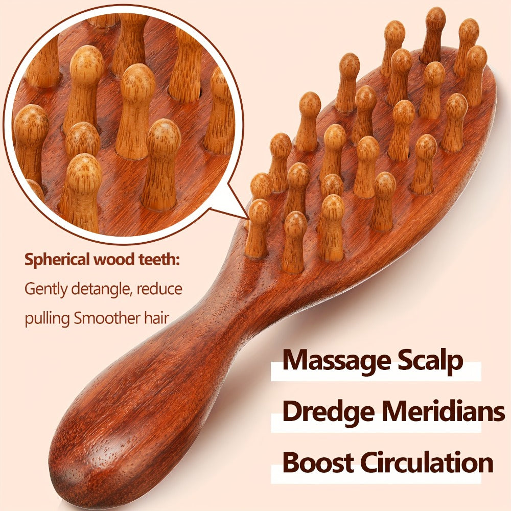 Sandalwood Loc Comb Wide Tooth 2 Pcs Wooden Ergonomic Detangling Comb for Dreads Locs Curly, for Home, Travel and Salon Hair Styling