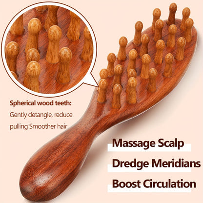 Sandalwood Loc Comb Wide Tooth 2 Pcs Wooden Ergonomic Detangling Comb for Dreads Locs Curly, for Home, Travel and Salon Hair Styling