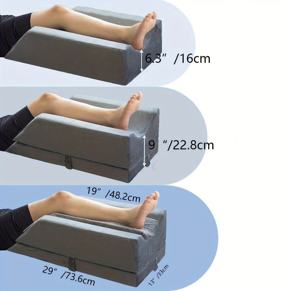 Leg Elevation Pillow Memory Foam Wedge Knee Ankle Support Foot Rest Pillow with Handles Blood for Entryways, Bedrooms and Living Spaces