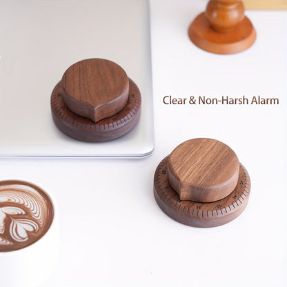 Mechanical Kitchen Timer with Loud Alarm – Black Walnut Wood Cooking Timer, 100% Battery-Free Desktop Timer for Cooking