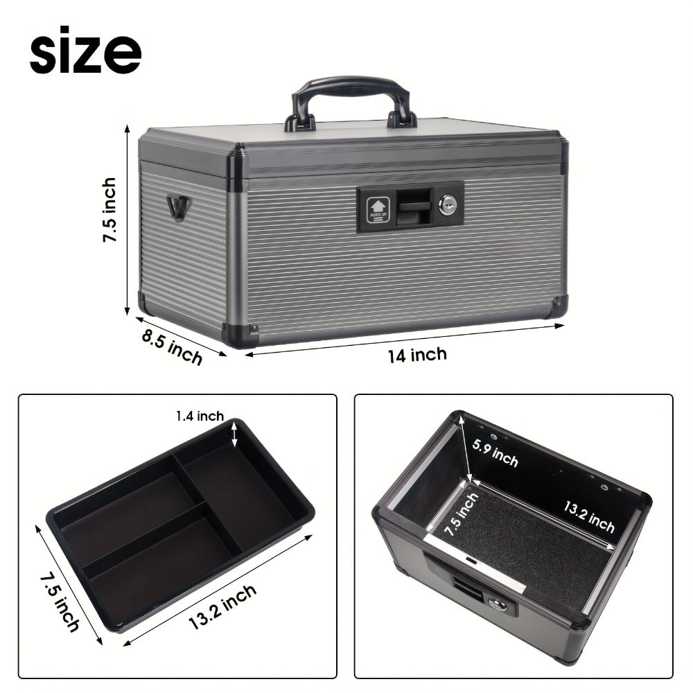 Aluminum Alloy Lockable Medicine Box – Double Layer Large Capacity Storage Box with Key Lock, Handle & Tray for Medicines