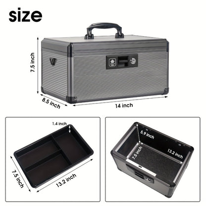 Aluminum Alloy Lockable Medicine Box – Double Layer Large Capacity Storage Box with Key Lock, Handle & Tray for Medicines