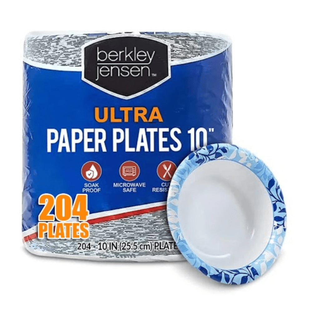 Paper Plates 10 Inch Botanical Leaf Design Soak Proof Disposable Dinner Plates for Party BBQ Holiday Everyday Use 50 100 204 Count