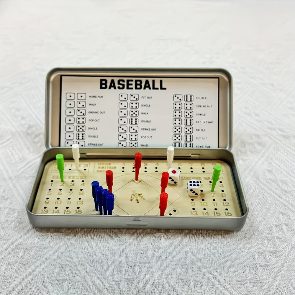 Sports Travel Board Game Set – Portable Wooden Baseball Softball Football Finger Dice Tabletop Game for Family Game Night