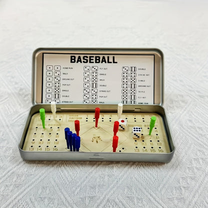Sports Travel Board Game Set – Portable Wooden Baseball Softball Football Finger Dice Tabletop Game for Family Game Night