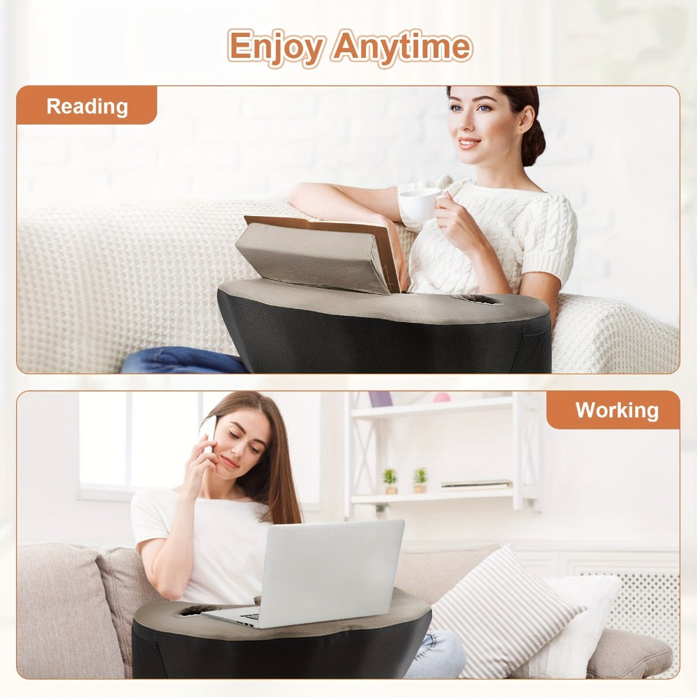 Reading Pillow with Armrests Bed Rest Pillow Back Support Cushion Side Pockets Cup Holder for Entryways, Bedrooms and Living Spaces