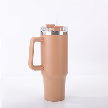 Insulated Tumbler 40oz with Handle & Straw Lid – Double-Wall Vacuum 304 Stainless Steel Travel Cup, Leakproof & Rustproof