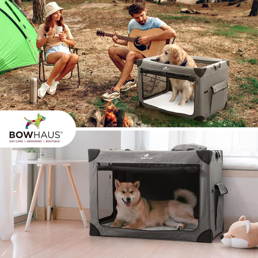 Soft Dog Crate Collapsible 4 Mesh Door – Portable Travel Dog Kennel, 360° Ventilation, 2 Ways to Fold, Indoor Outdoor Car Use
