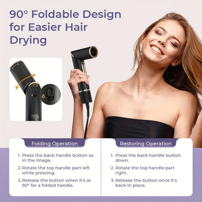 OUDIM 6-in-1 Hot Air Brush Hair Styling Tool with 110, 000 RPM Motor, Foldable Handle and Storage Bag