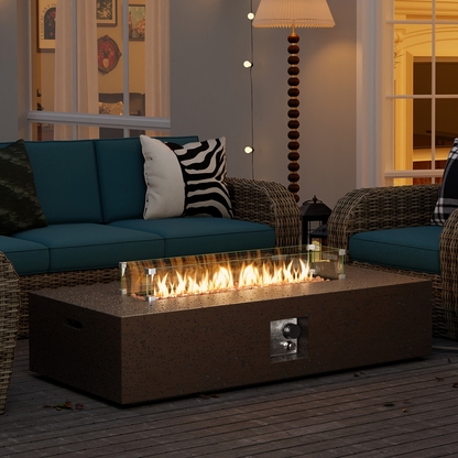 Gas Fire Pit Table Outdoor Propane Fire Pit 16" Round Patio Firepit Table 50000 BTU Electronic Ignition for Backyard Garden Pool Party