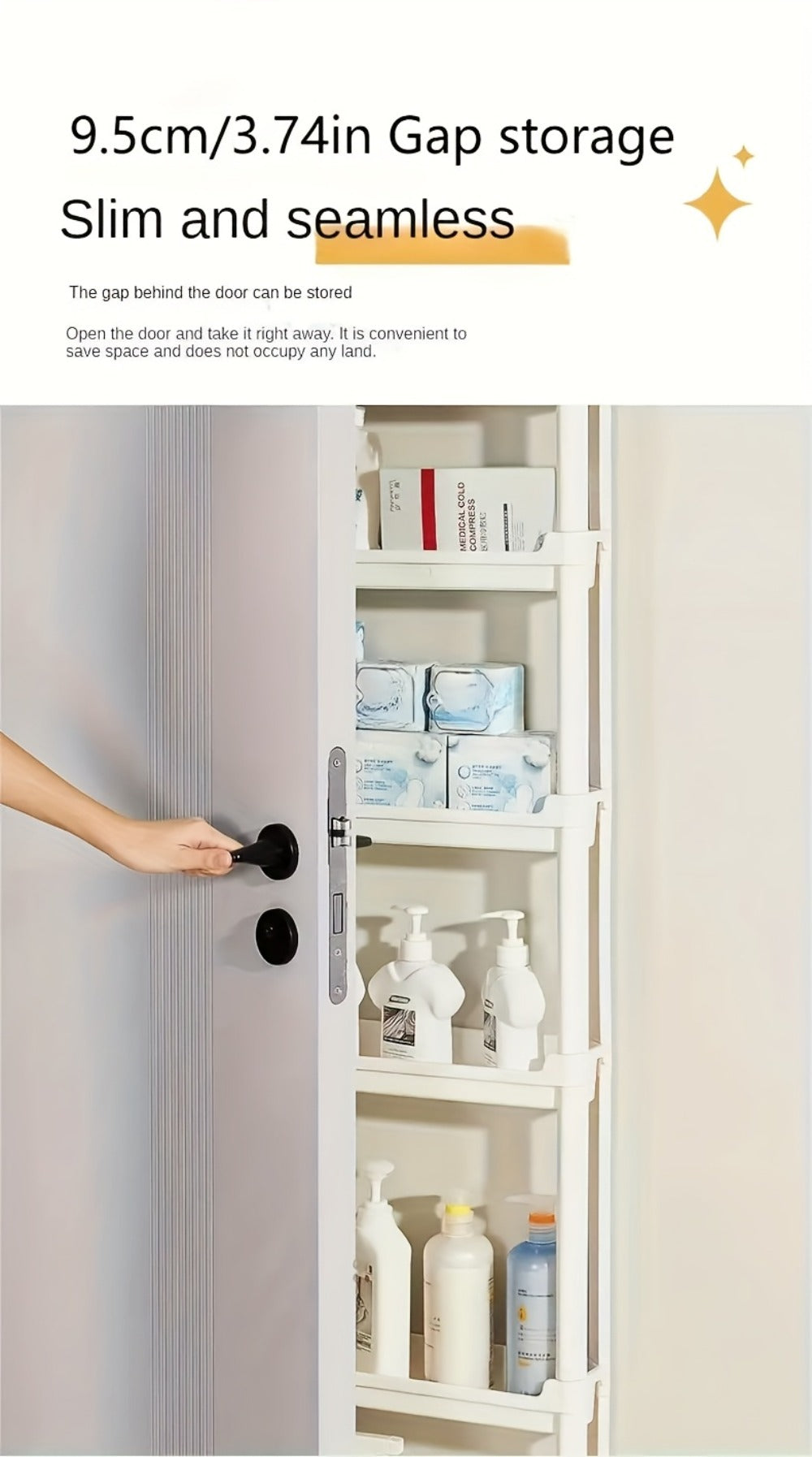 Behind Door Storage Rack, Multi-Layer Slim Organizer for Bathroom & Kitchen, Space Saving Over Door Shelf