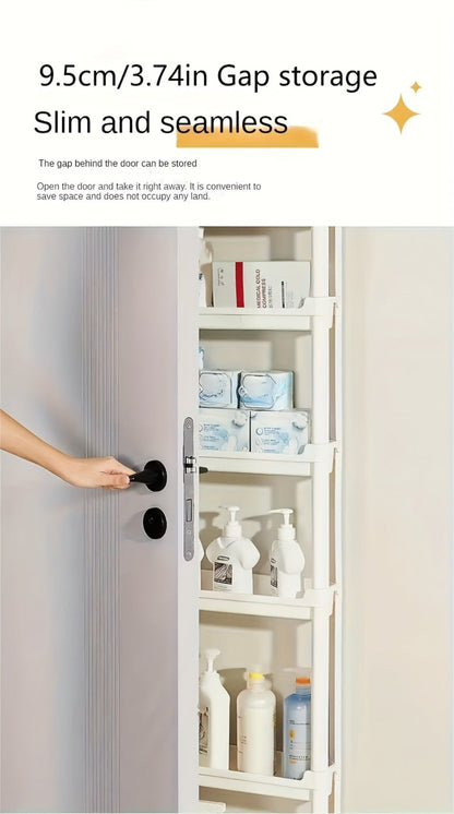 Behind Door Storage Rack, Multi-Layer Slim Organizer for Bathroom & Kitchen, Space Saving Over Door Shelf