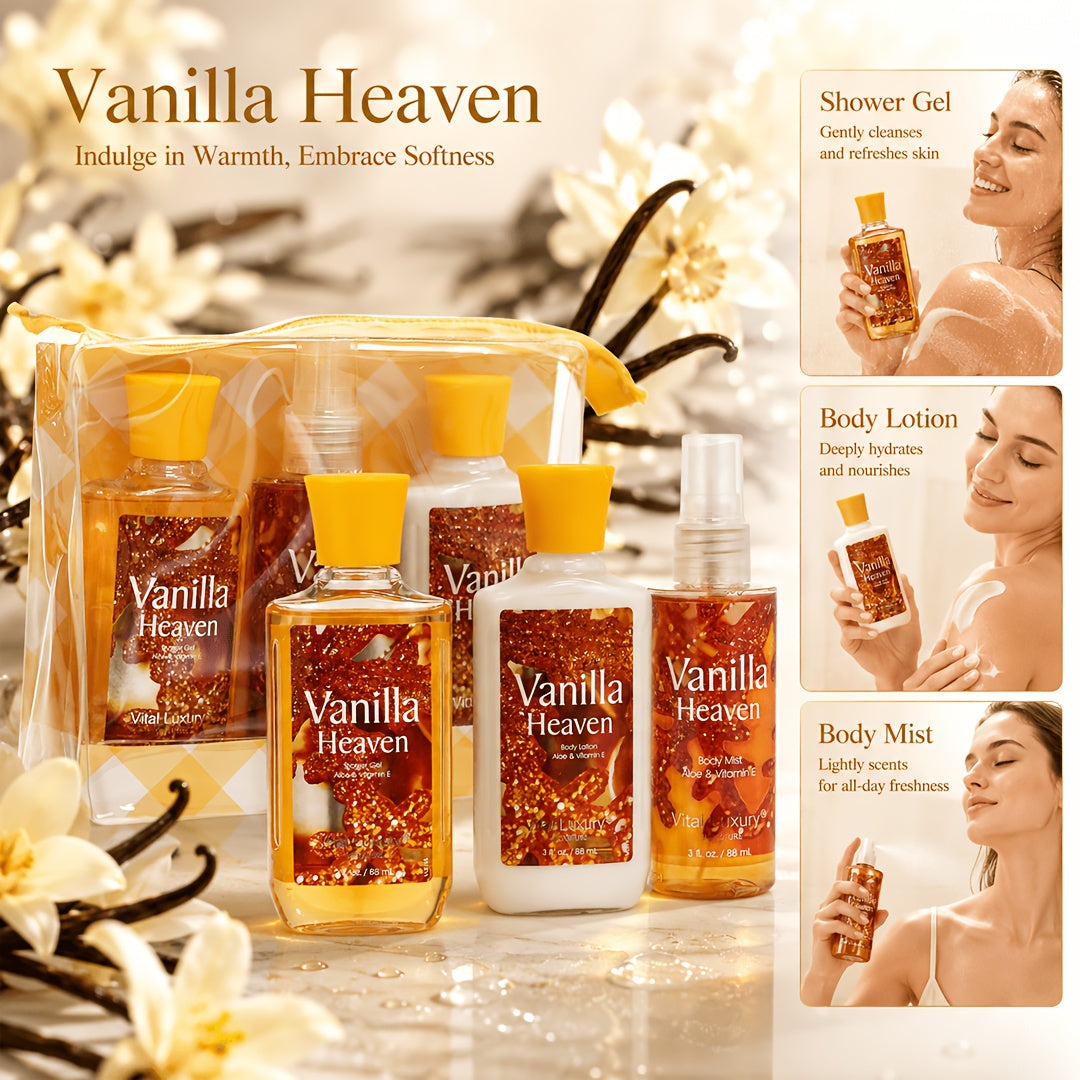 Bath Body Care Gift Set Shower Gel Body Lotion Body Mist Aloe Vera Vitamin E Glycerin Deep Moisturizing Fragrance Set for Women Cherry