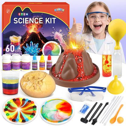 Kids Science Kit 60 Experiments STEM Educational Toy Set with Real Lab Tools for Boys & Girls Ages 6 7 8 9 10 11 12