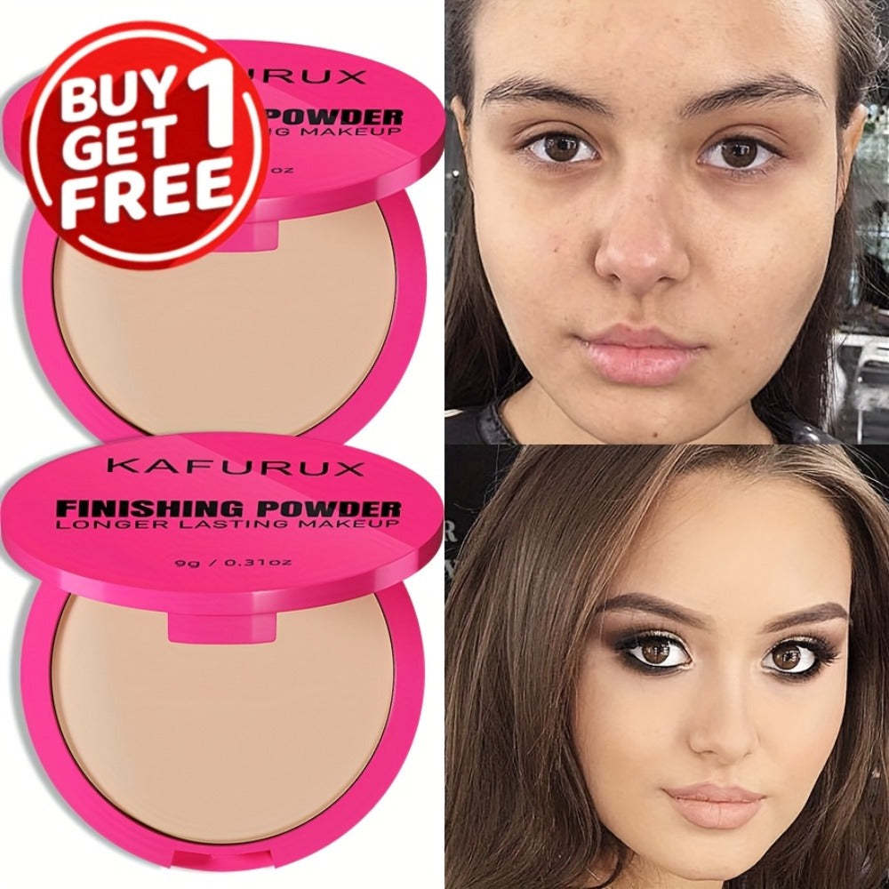 Pressed Powder Foundation 2 Pcs Set Waterproof Sweatproof Lightweight Buildable Coverage, for Makeup, Travel and Everyday Vanity Use