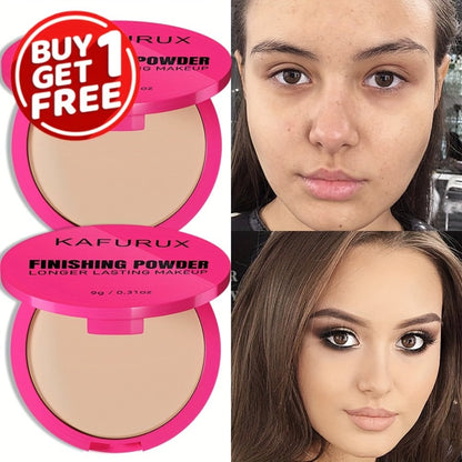 Pressed Powder Foundation 2 Pcs Set Waterproof Sweatproof Lightweight Buildable Coverage, for Makeup, Travel and Everyday Vanity Use