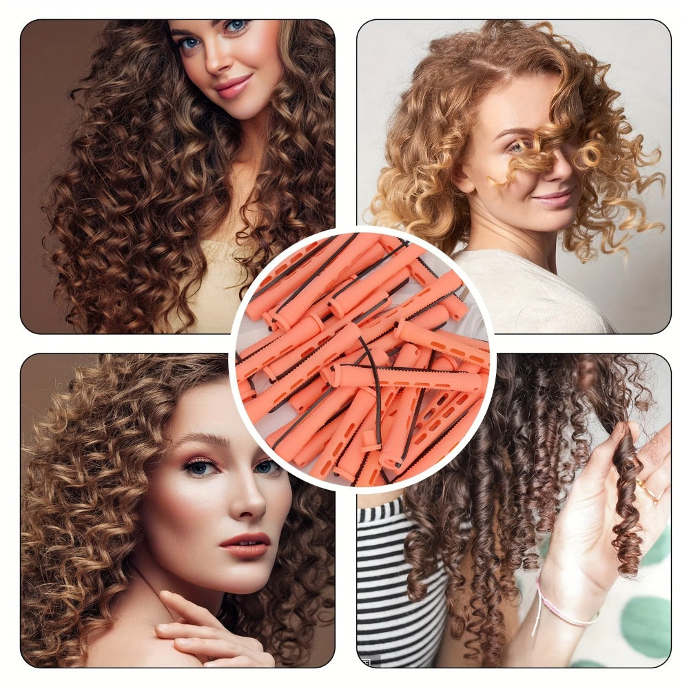 50pcs Soft Foam Perm Rods Heatless Hair Rollers with Comb – No-Heat Flexible Curl Rods for Long-Lasting Curls, Waves & Ringlets